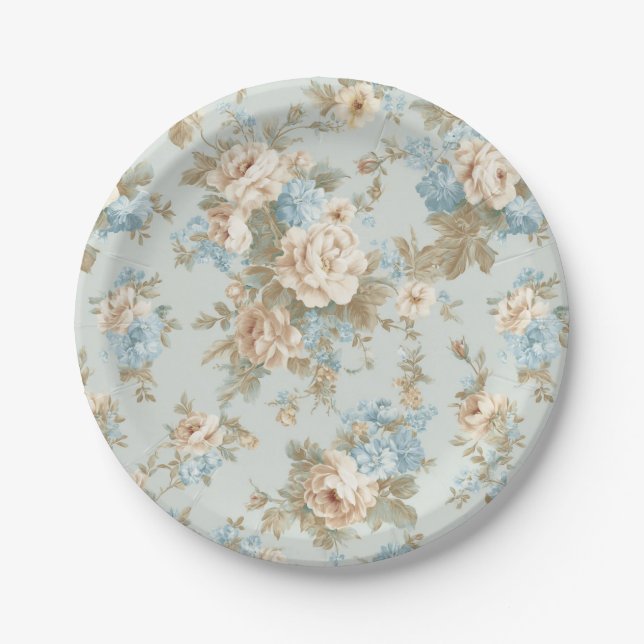 Plato De Papel Florales Shabby Chic (Anverso)