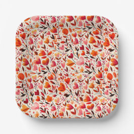 Plato De Papel Florecer Romántico: Día de San Valentín