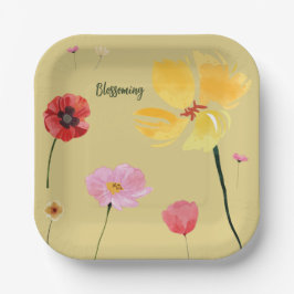 Plato De Papel Floreciendo