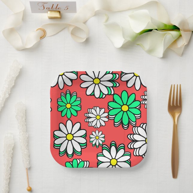 Plato De Papel Florecimiento de vacaciones: Placas de papel verde (Boda)