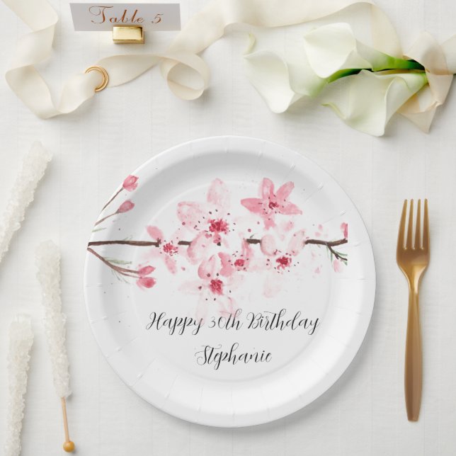 Plato De Papel Florencia de cerezo Sakura Bonito Floral Rosa Cump (Boda)
