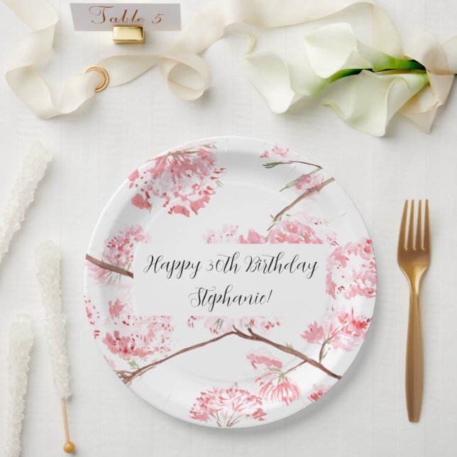 Plato De Papel Florencia de cerezo Sakura Bonito Floral Rosa Cump (Boda)