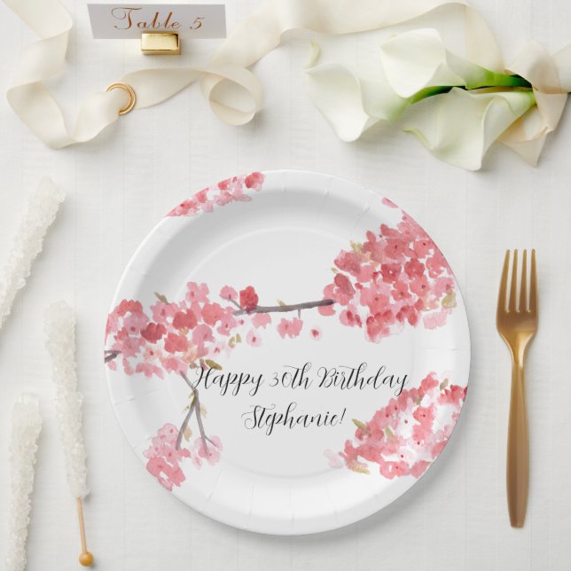 Plato De Papel Florencia de cerezo Sakura Bonito Floral Rosa Cump (Boda)