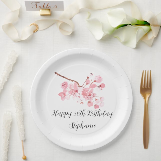 Plato De Papel Florencia de cerezo Sakura Bonito Floral Rosa Cump (Boda)