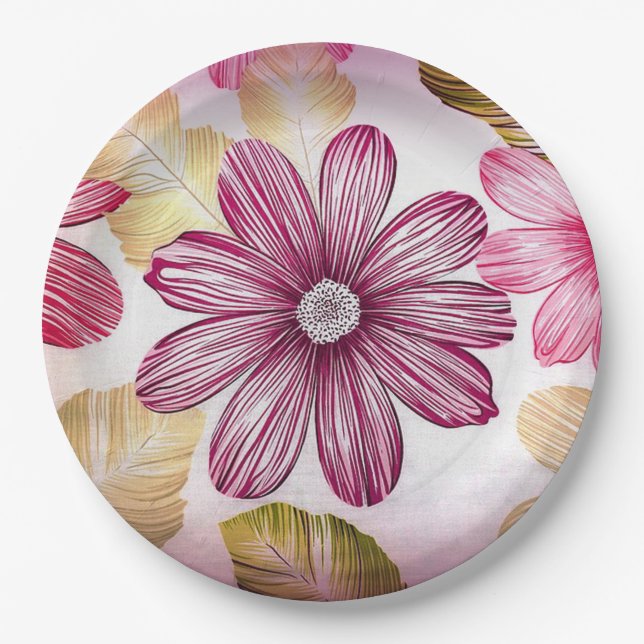 Plato De Papel Flores (Anverso)