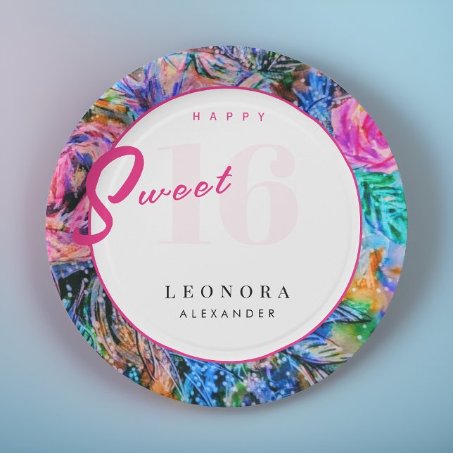 Plato De Papel Flores acuáticas dulces dieciséis rosadas (Subido por el creador)