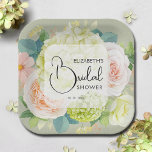 Plato De Papel Flores acuáticas Sage Green Bridal Shower<br><div class="desc">Hermosa acuarela de hortensias blancas y verdes,  rosas rosas y cremas,  margaritas,  flores pequeñas y hojas en verde sabio,  personaliza estas placas de papel para tu ducha de novia,  fiesta de compromiso,  boda o cualquier ocasión con tus detalles en letras de moda. COINCIDIENDO elementos de nuestra colección.</div>