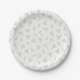 Plato De Papel Flores azul claro