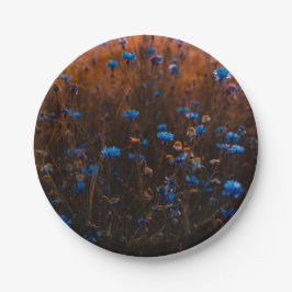 Plato De Papel Flores azules