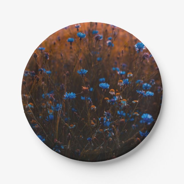 Plato De Papel Flores azules (Anverso)