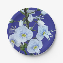 Plato De Papel Flores azules