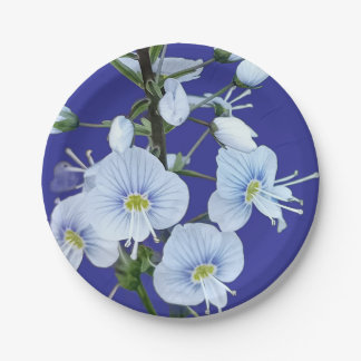 Plato De Papel Flores azules