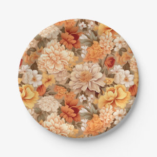 Plato De Papel Flores beige color beige color amarillo intenso