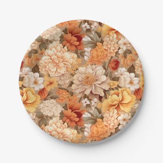 Plato De Papel Flores beige color beige color amarillo intenso