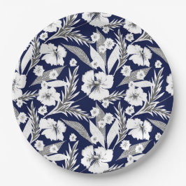 Plato De Papel Flores blancas.