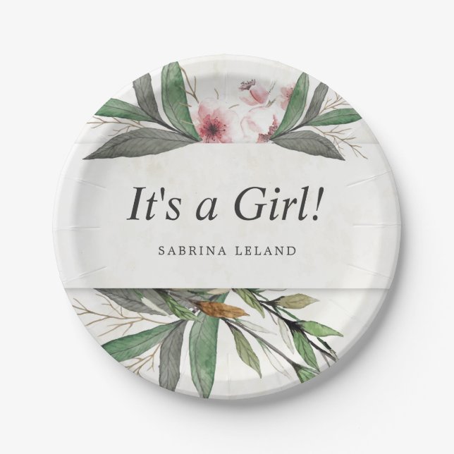 Plato De Papel Flores botánicas acuáticas clásicas (Anverso)