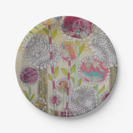 Plato De Papel Flores caprichosas