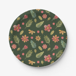 Plato De Papel Flores caprichosas del bosque
