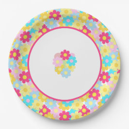 Plato De Papel Flores cortas