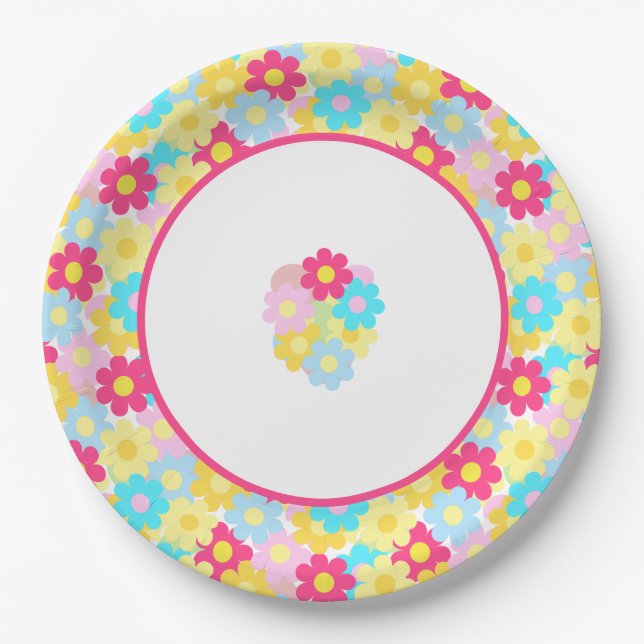 Plato De Papel Flores cortas (Anverso)