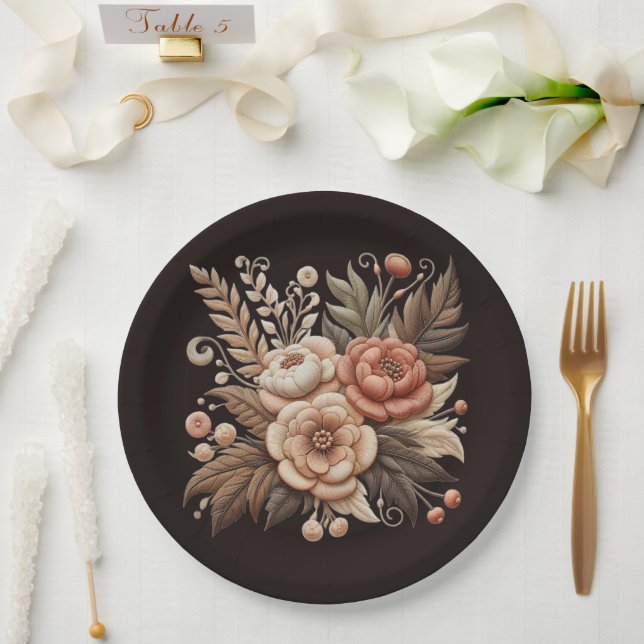 Plato De Papel Flores Country Western (Boda)