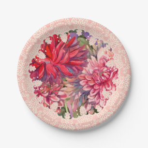 Plato De Papel flores dahlias