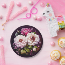 Flores de acuarela rosa y púrpura