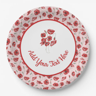 Plato De Papel Flores de amapola
