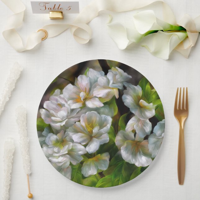 Plato De Papel Flores de Apple (Boda)