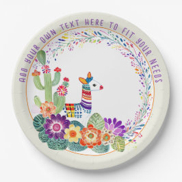 Plato De Papel Flores de Cactus de FIESTA Llama