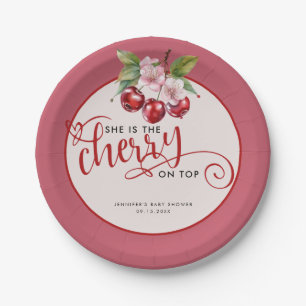 Plato De Papel Flores de cerezo   Chica rosa Baby Shower