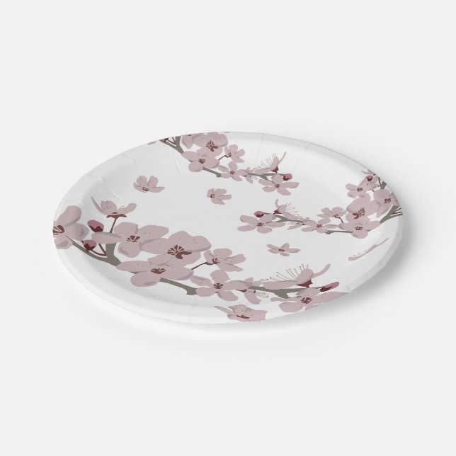 Plato De Papel Flores de cerezo flotantes (Angular)