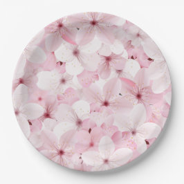 Plato De Papel Flores de cerezo rosa