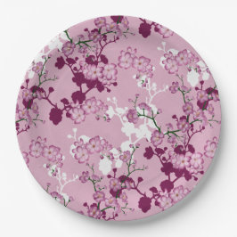 Plato De Papel Flores de cerezo rosadas