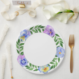 Plato De Papel Flores de color de agua románticas lindo Papel de