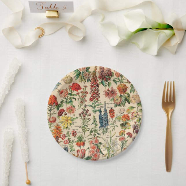 Plato De Papel Flores de época (Boda)