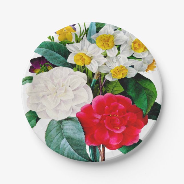Plato De Papel Flores de época (Anverso)