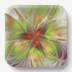 Plato De Papel Flores de fantasía fractal blandas y tendientes