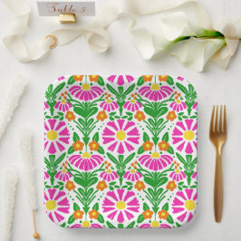 Plato De Papel Flores de fiesta – ¡Celebremos!