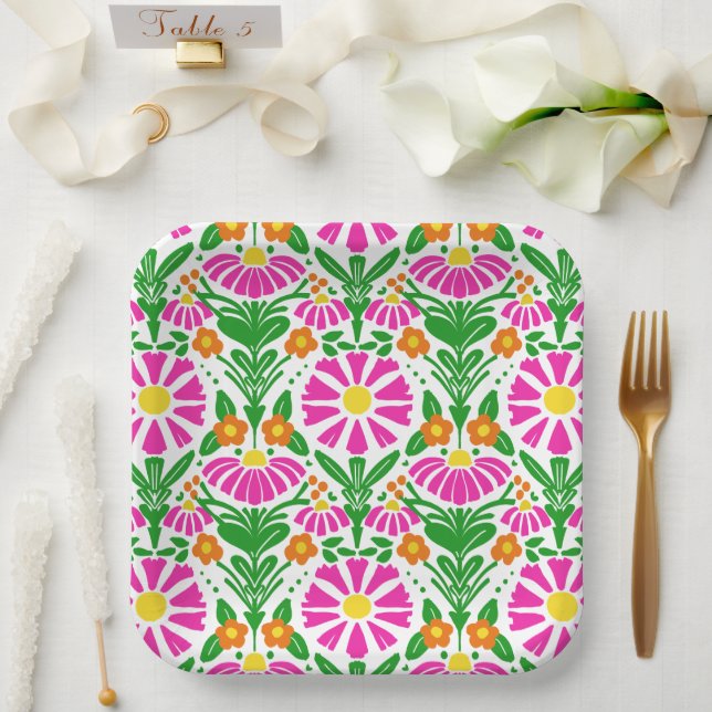 Plato De Papel Flores de fiesta – ¡Celebremos! (Boda)
