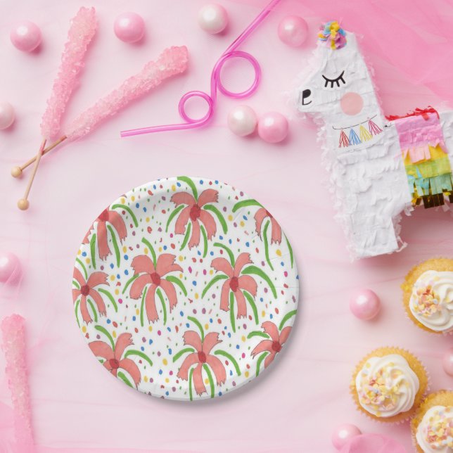 Plato De Papel Flores de Fiesta Tropical (Fiesta)