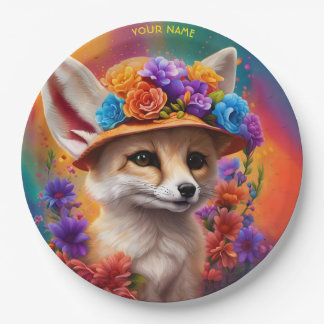 Plato De Papel Flores de Fox Fantasy Cute Fennec