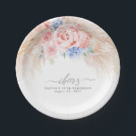 Plato De Papel Flores de hierba de Pampas vitorean la placa de pa<br><div class="desc">Flores y placas de papel de pasto azul y rosa turbios y pampas</div>