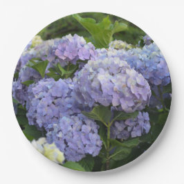Plato De Papel Flores de Hortensia Lavanda y Lila