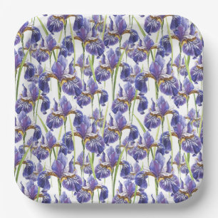 Plato De Papel Flores de iris morado