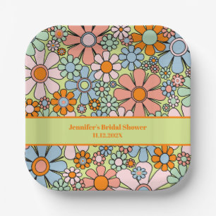 Plato De Papel Flores de jardín retro patrón de flores boho de lo