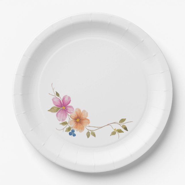 Plato De Papel Flores de la pradera matutina (Anverso)