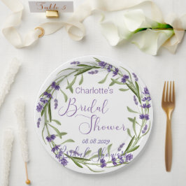Plato De Papel Flores de lavanda morada