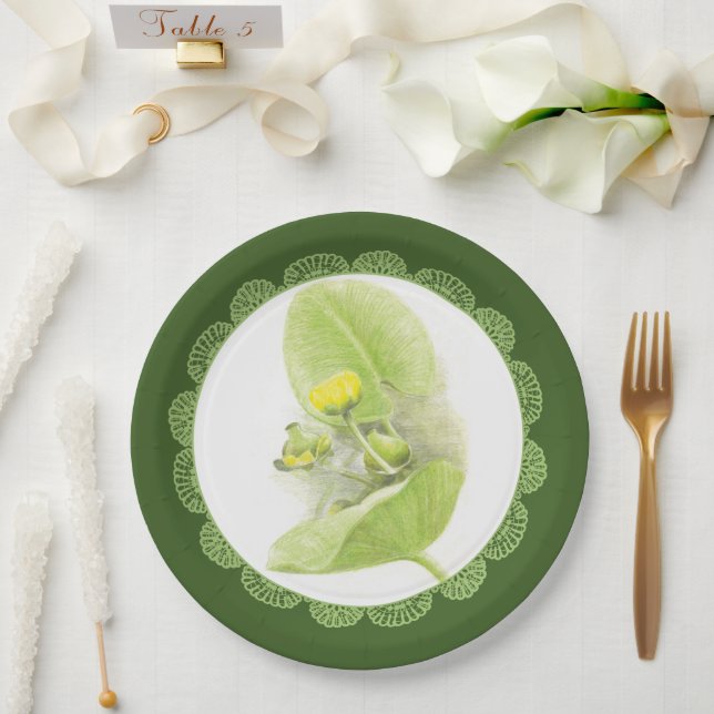 Plato De Papel Flores de lirios (Boda)