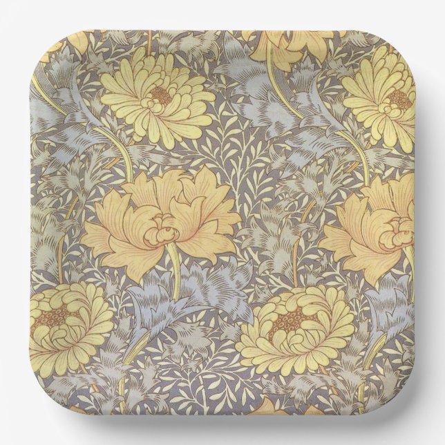 Plato De Papel Flores de Mamá William Morris Chrysanthemum (Anverso)